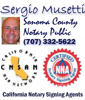 Sonoma County Mobile Notary Public Spanish Certified Signing Agent, Cotati Notary, California, USA